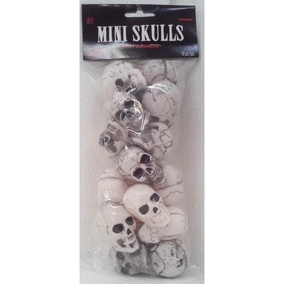 Halloween Mini Plastic Skull Decorations Pk 18