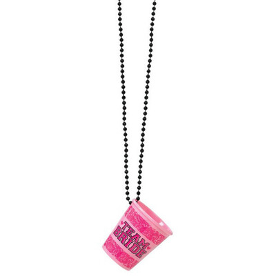 Hen's Night Pink Plastic Team Bride Shot Glass Necklaces (44ml) Pk 6