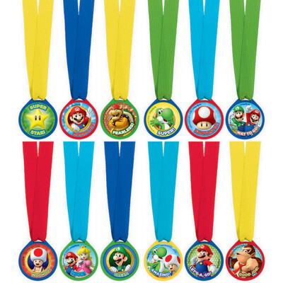 Super Mario Bros Award Medal Party Favours Pk 12