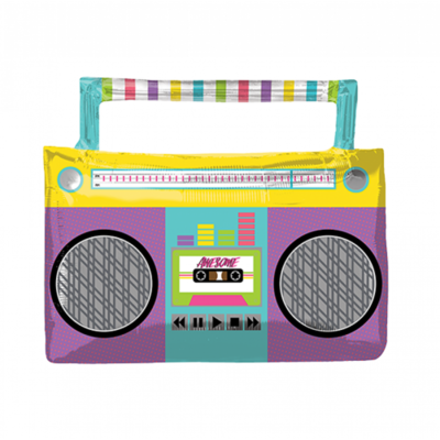 Awesome 90's Party Boombox Supershape Foil Balloon (68cm x 55cm) Pk 1