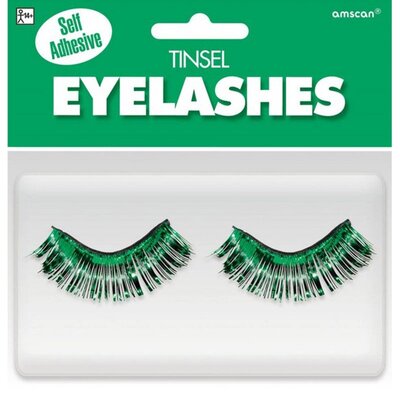 Green Tinsel Self Adhesive Eyelashes (1 Pair)