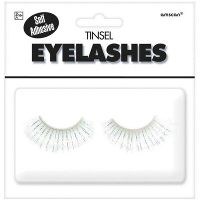 White & Silver Tinsel Self Adhesive Eyelashes (1 Pair)