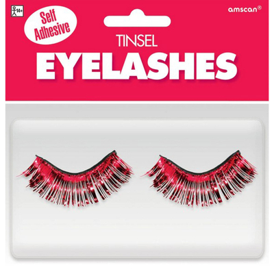 Red Tinsel Self Adhesive Eyelashes (1 Pair)