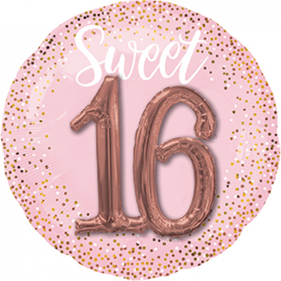 Blush Pink Sweet 16 3D Supershape Foil Balloon w/ Dots Pk 1