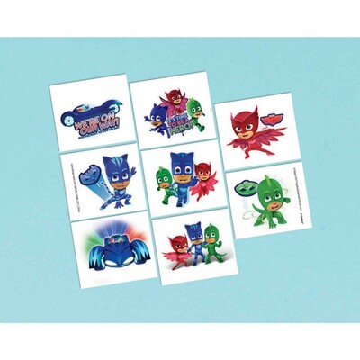 PJ Masks Tattoos (1 Sheet of 8 Tattoo Squares)