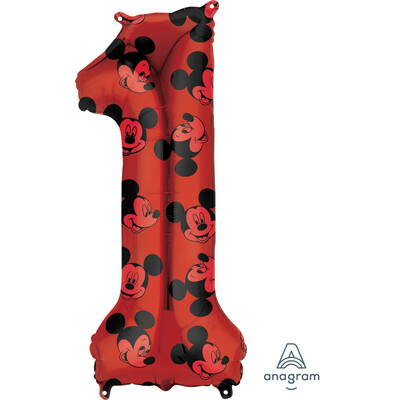 Mickey Mouse 1st Birthday Red Number #1 Foil Supershape Balloon (86cm) Pk 1