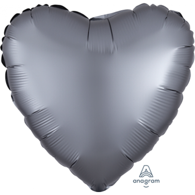 Satin Graphite Silver 17in. Heart Foil Balloon Pk 1