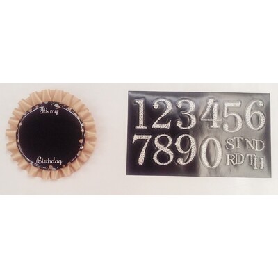 Add Any Age Black & Gold Birthday Badge Pk 1