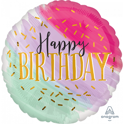 Happy Birthday Water Colour Jumbo 28in. Foil Balloon Pk 1