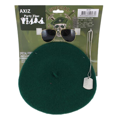 Special Forces Costume Kit (Beret, Glasses & Dog Tag Necklace) Pk 1