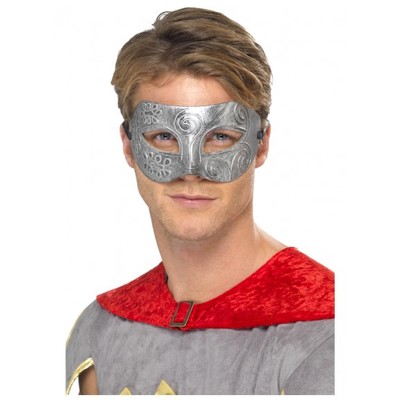 Metallic Silver Colombina Warrior Plastic Eye Mask Pk 1
