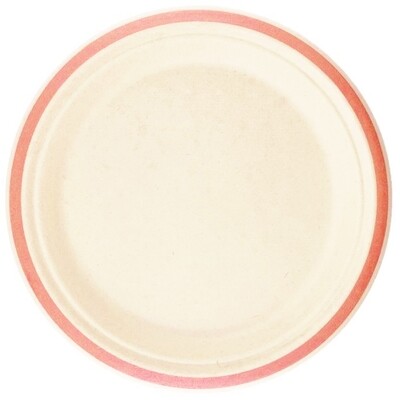 Sugar Cane White Eco Plate with Rose Gold Trim 18cm Pk 10