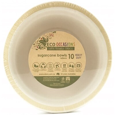 Sugar Cane Natural Eco Bowl with Gold Trim (16cm) Pk 10