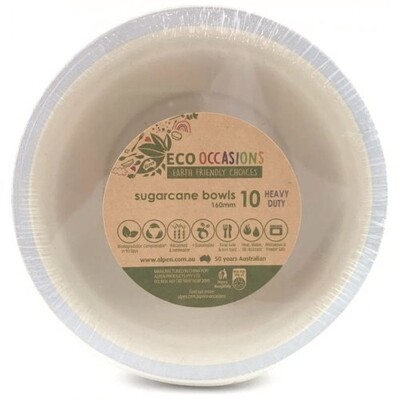 Sugar Cane Natural Eco Bowl with Silver Trim (16cm) Pk 10
