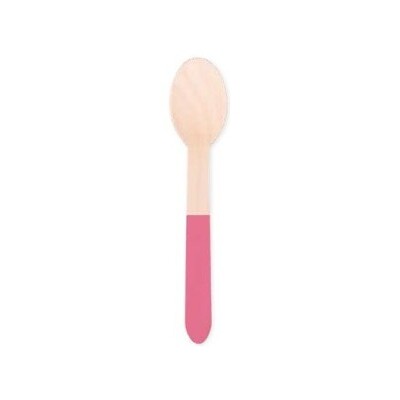 Light Pink Wooden Spoons 16cm 20 Pack | FSC Birchwood Eco-Friendly Disposable Cutlery