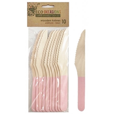 Light Pink Wooden Knives (165mm) Pk 10