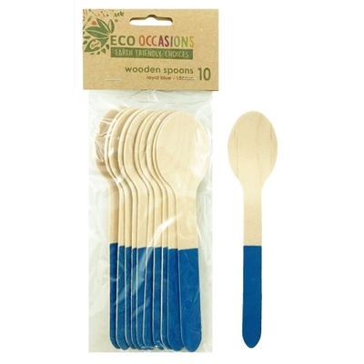 Royal Blue Wooden Spoons (155mm) Pk 10