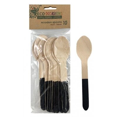 Black Wooden Spoons (155mm) Pk 10