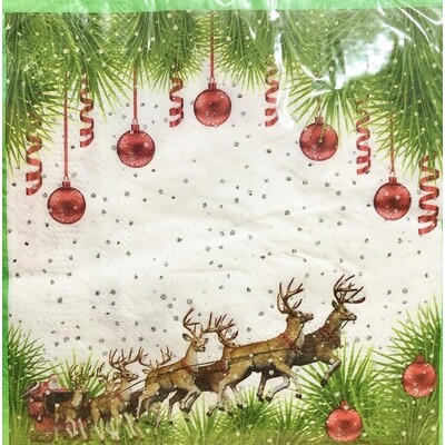 Christmas Reindeer 2 Ply Lunch Napkins Pk 20