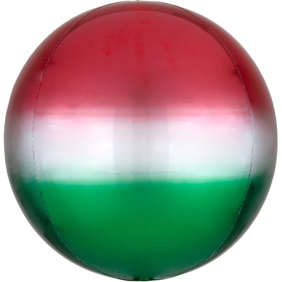 Ombre Red, Green & White Foil Orbz Balloon 38cm (Pk 1)