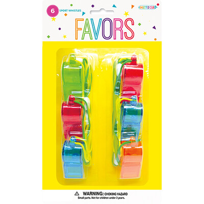 Party Favours - Sports Whistles Pk 6 