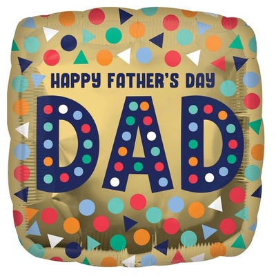 Gold Happy Father's Day Dad 17in Square Foil Balloon