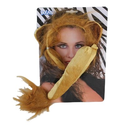 Lion Costume Set (Ears on Headband & Tail) Pk 1