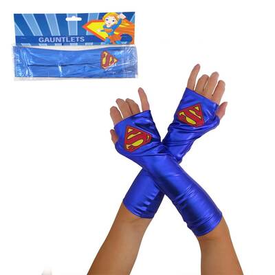 Super Hero Girl Long Gloves Blue with Red S (1 Pair)