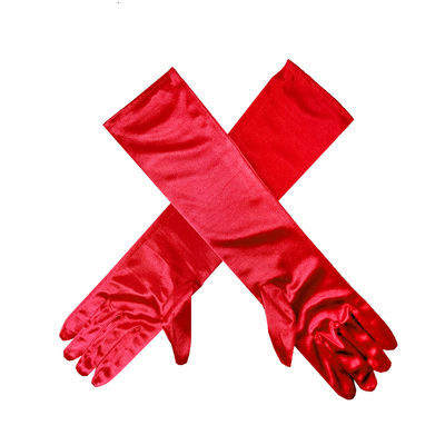 Red Long Satin Gloves (1 Pair)