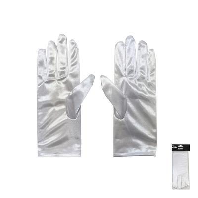 White Short Satin Gloves (1 Pair)