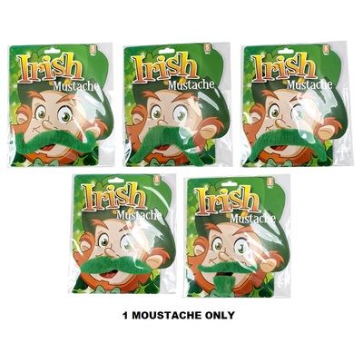 Assorted Green Irish St Patricks Day Moustache (Pk 1)