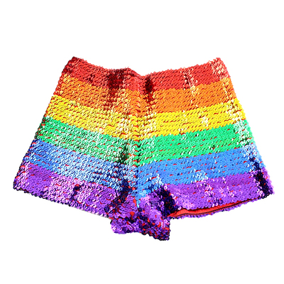 Adult Rainbow Pride Sequin Costume Shorts (Size M/L)