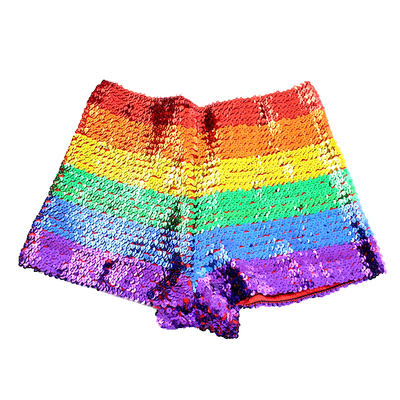 Adult Rainbow Pride Sequin Costume Shorts (Size S/M)