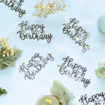 Silver Happy Birthday Jumbo Confetti Scatters Pk 10 