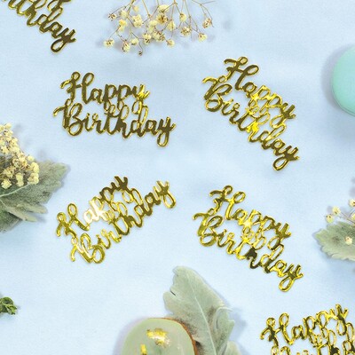 Gold Happy Birthday Jumbo Confetti Scatters Pk 10