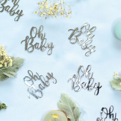 Silver Oh Baby Jumbo Confetti Scatters Pk 15