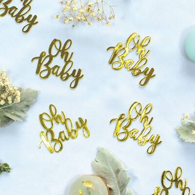 Gold Oh Baby Jumbo Confetti Scatters Pk 15