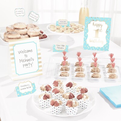 1st Birthday Blue Buffet Decorating Kit (Picks & Cards) Pk 1