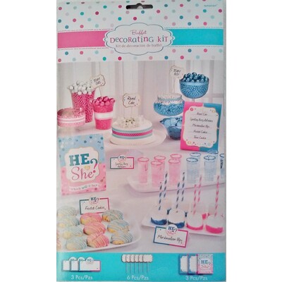 Baby Shower He or She Picks & Cards Customisable Buffet Decorating Kit Pk 1