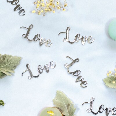 Silver Love Jumbo Confetti Scatters Pk 20