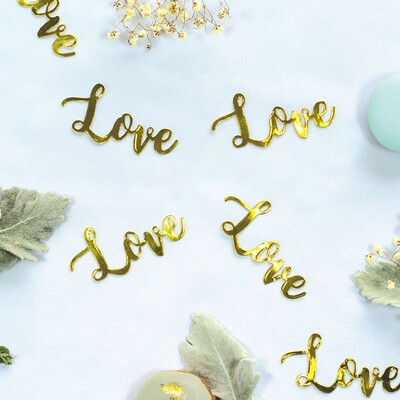 Gold Love Jumbo Confetti Scatters Pk 20