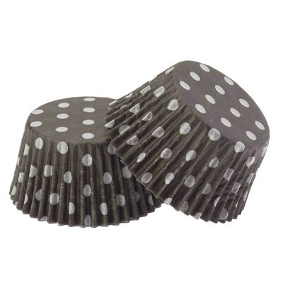 Black Paper Cupcake Cases with White Polka Dots Pk 20