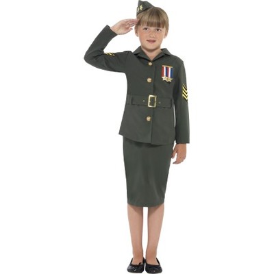 WWII Army Girl Child Costume (Medium, 7-9 Years) Pk 1