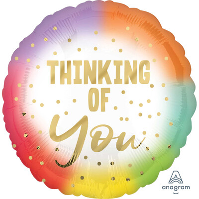  Thinking Of You Pastel Ombre & Gold Dot 17in Foil Balloon Pk 1 