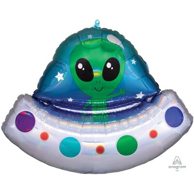 Alien & Spaceship Foil Supershape Balloon (53cm x 71cm) Pk 1