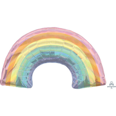Pastel Iridescent Rainbow Supershape Foil Balloon (86cm x 48cm) Pk 1