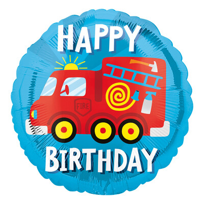 Fire Truck Happy Birthday Foil Balloon 17in Pk 1