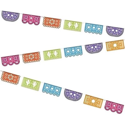 Mexican Papel Picado Plastic Bunting Banner 4.5m