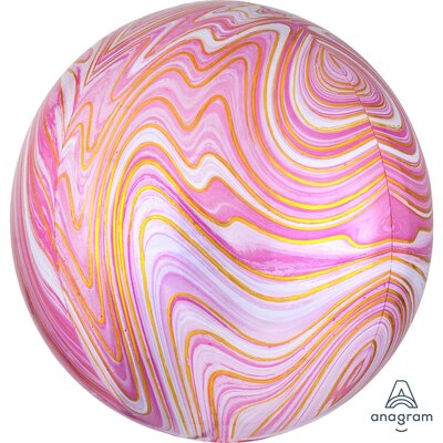 Pink Gold White Marblez Orbz Foil Balloon (15in, 38cm)
