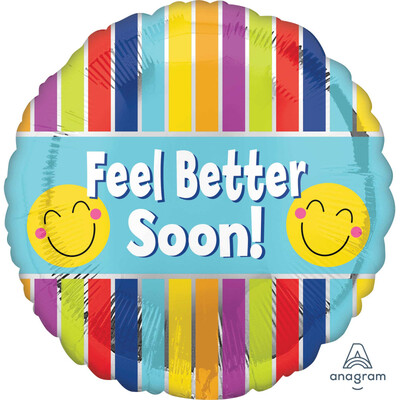 Feel Better Soon Smiles and Stripes 17in Foil Balloon Pk 1 